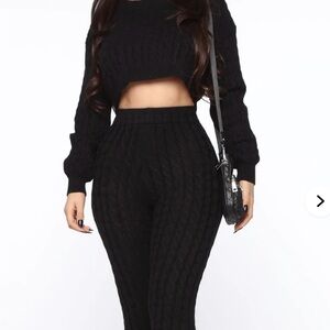 Black Cable Knit Women Set